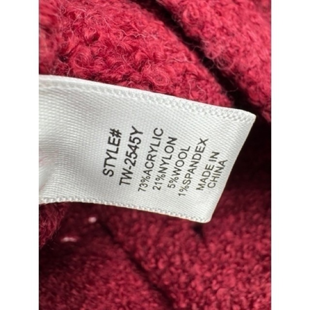 Zenana NEW Burgundy Textured Wool Eyelet Sweater Vest LARGE Pointelle Cropped - Picture 5 of 9